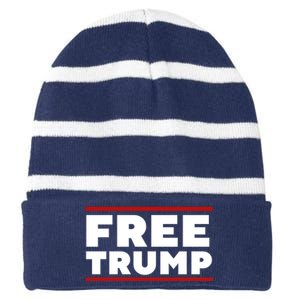 Free Trump Free Donald Trump I Stand With Trump Striped Beanie with Solid Band