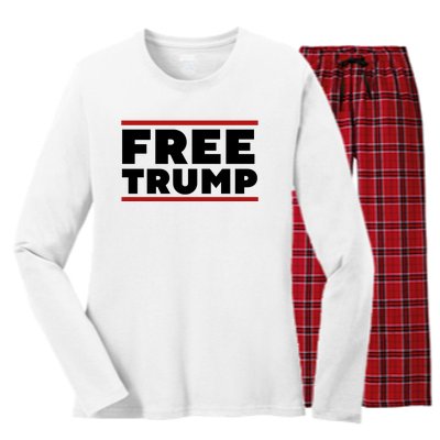 Free Trump Free Donald Trump I Stand With Trump Women's Long Sleeve Flannel Pajama Set 