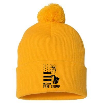 Free Trump, Free Donald Trump 2024 Pom Pom 12in Knit Beanie