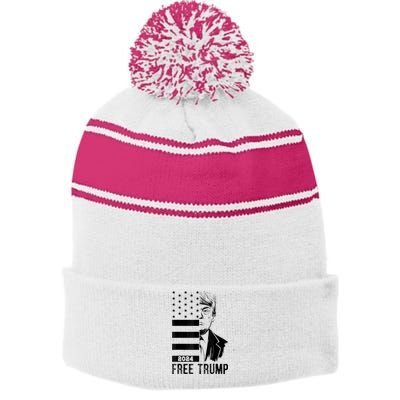 Free Trump, Free Donald Trump 2024 Stripe Pom Pom Beanie