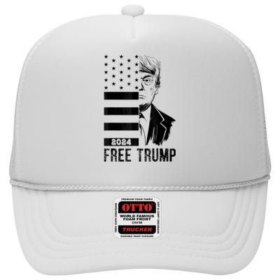 Free Trump, Free Donald Trump 2024 High Crown Mesh Back Trucker Hat