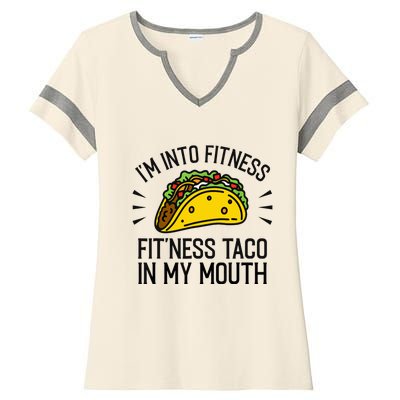 Funny Taco, Fitness Taco, Taco Lover Ladies Halftime Notch Neck Tee