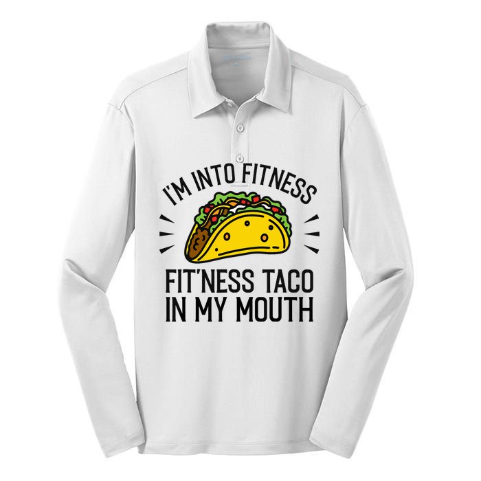 Funny Taco, Fitness Taco, Taco Lover Silk Touch Performance Long Sleeve Polo