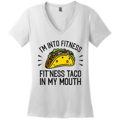 Funny Taco, Fitness Taco, Taco Lover Women's V-Neck T-Shirt