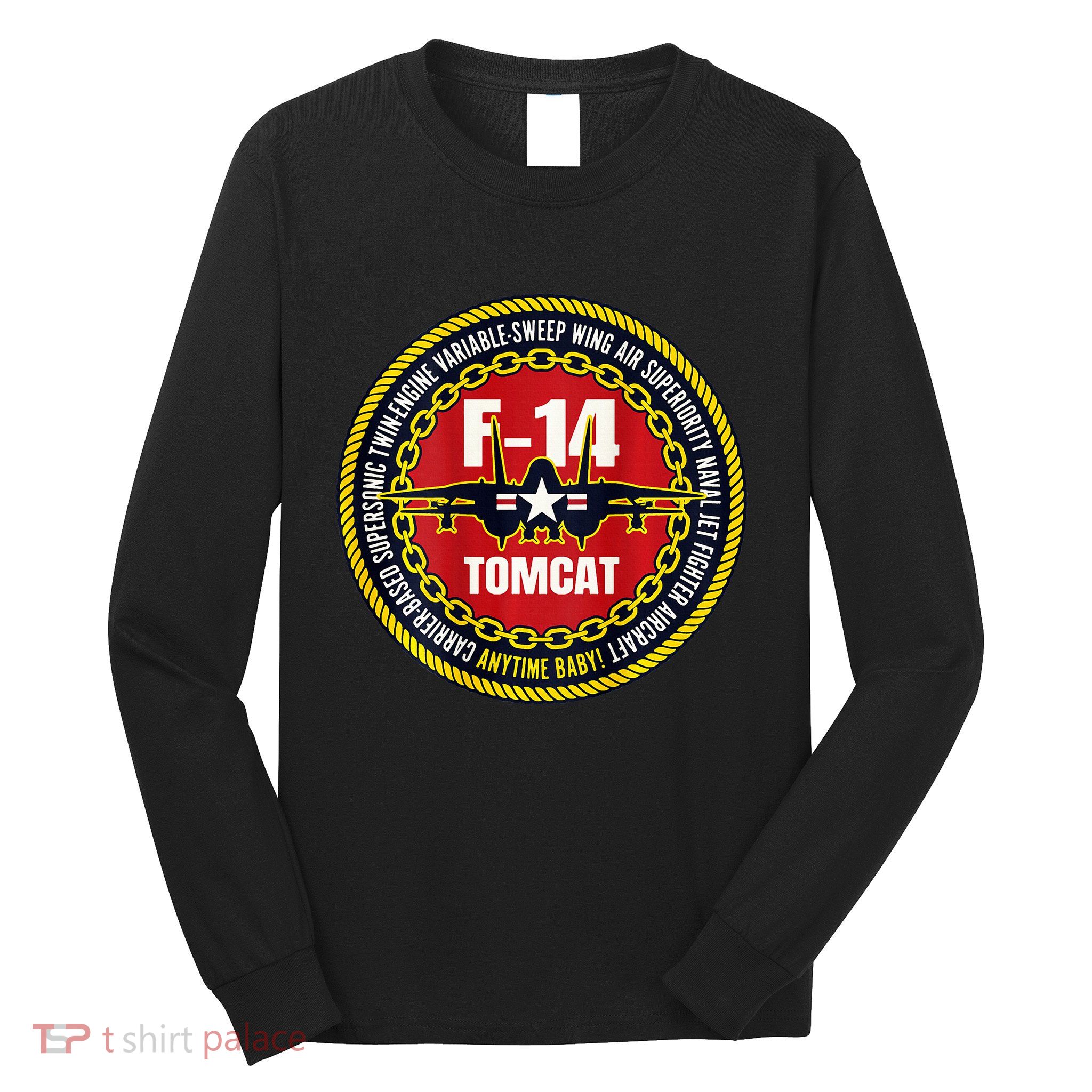F14 Tomcat Fighter Jet Military Aircraft Design Long Sleeve Shirt