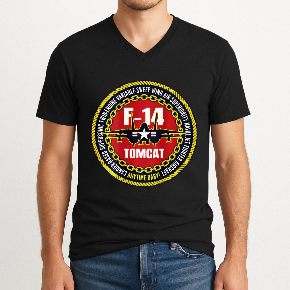 F14 Tomcat Fighter Jet Military Aircraft Design V-Neck T-Shirt