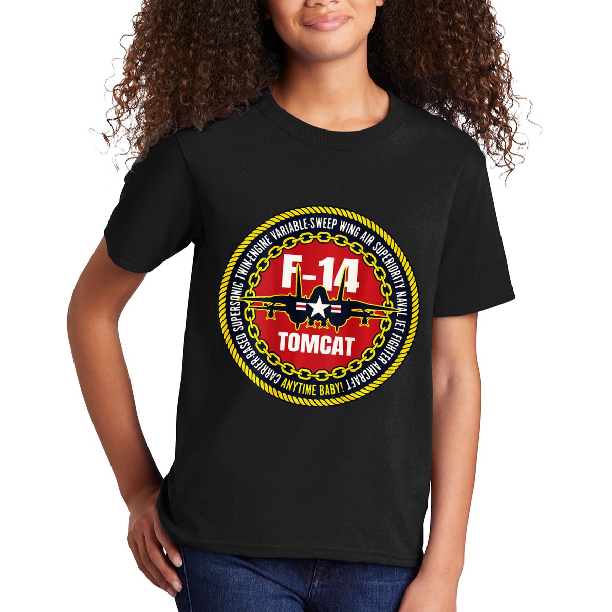 F14 Tomcat Fighter Jet Military Aircraft Design Kids T-Shirt