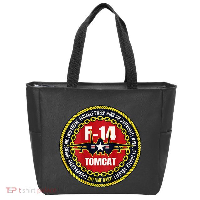 F14 Tomcat Fighter Jet Military Aircraft Design Zip Tote Bag
