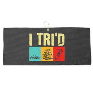 Funny Triathlon For Women Cyclist Swimmer Triathletes Large Microfiber Waffle Golf Towel