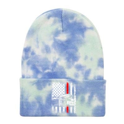 Fire Trucks Funny Firefighter Fire Patriotic Usa Flag Gift Tie Dye 12in Knit Beanie