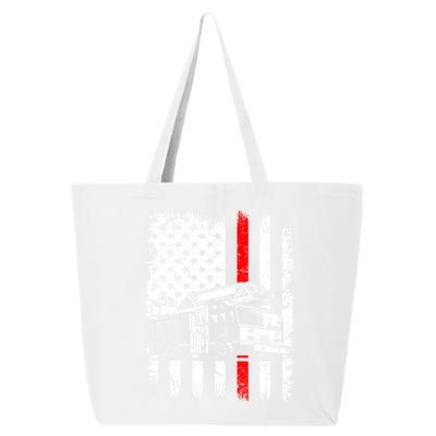 Fire Trucks Funny Firefighter Fire Patriotic Usa Flag Gift 25L Jumbo Tote