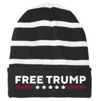 Free Trump Free Donald Trump I Stand With Trump Striped Beanie with Solid Band