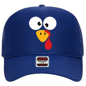 Funny Turkey Face For Thanksgiving Family Costume Cool Gift High Crown Mesh Back Trucker Hat