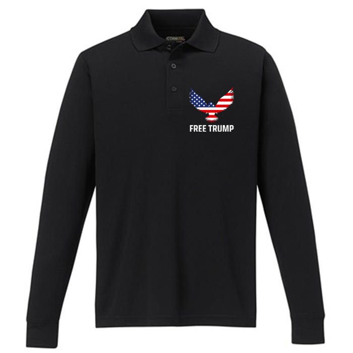 Free Trump Free Donald Trump I Stand With Trump Performance Long Sleeve Polo