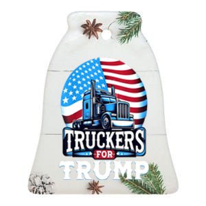 Funny Truckers For Trump Gift Ceramic Bell Ornament