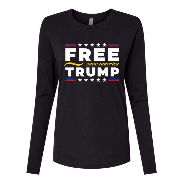 Free Trump, Free Donald Trump 2024 Womens Cotton Relaxed Long Sleeve T-Shirt