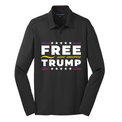 Free Trump, Free Donald Trump 2024 Silk Touch Performance Long Sleeve Polo