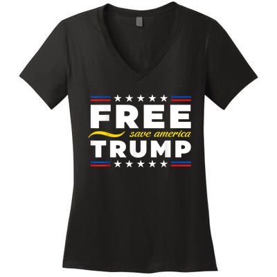 Free Trump, Free Donald Trump 2024 Women's V-Neck T-Shirt