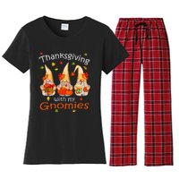 Funny Thanksgiving For Gnome Gnomies Lover Women's Flannel Pajama Set