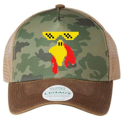 Funny Turkey Face 80s Video Game Thanksgiving Costume Legacy Tie Dye Trucker Hat