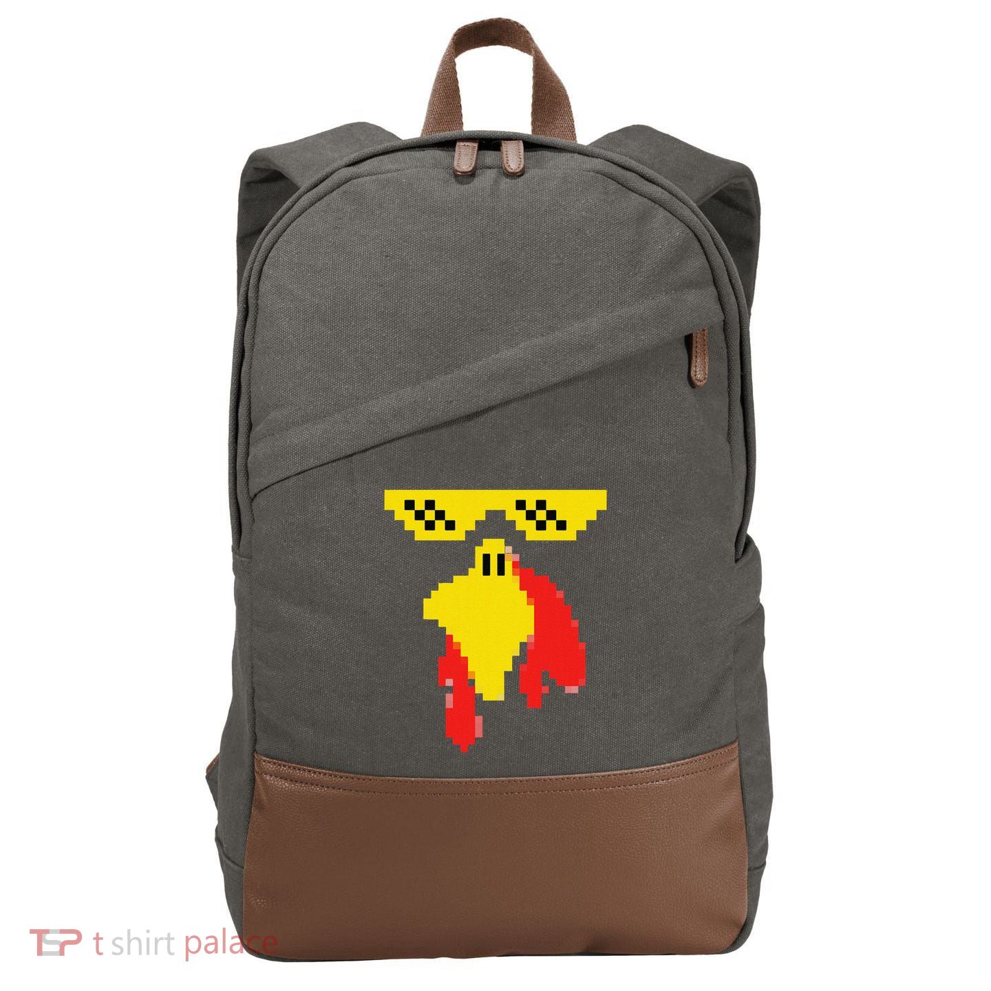 Funny Turkey Face 80s Video Game Thanksgiving Costume Cotton Canvas Backpack