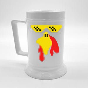 Funny Turkey Face 80s Video Game Thanksgiving Costume Beer Stein