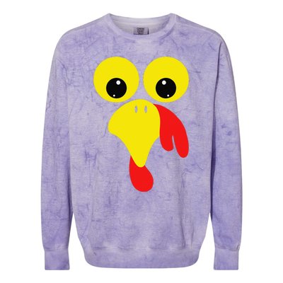 Funny Turkey Face For Thanksgiving Family Costume Colorblast Crewneck Sweatshirt