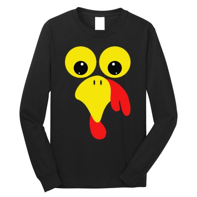 Funny Turkey Face For Thanksgiving Family Costume Long Sleeve Shirt