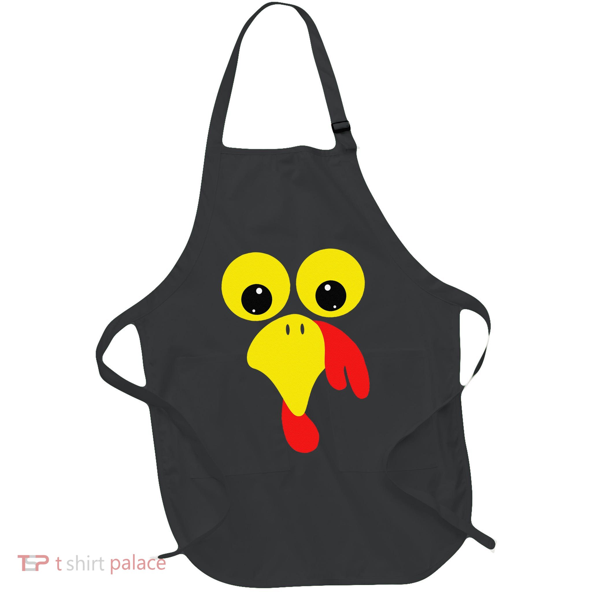 Funny Turkey Face For Thanksgiving Family Costume Apron
