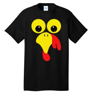 Funny Turkey Face For Thanksgiving Family Costume Tall T-Shirt