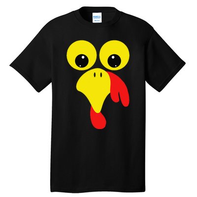 Funny Turkey Face For Thanksgiving Family Costume Tall T-Shirt