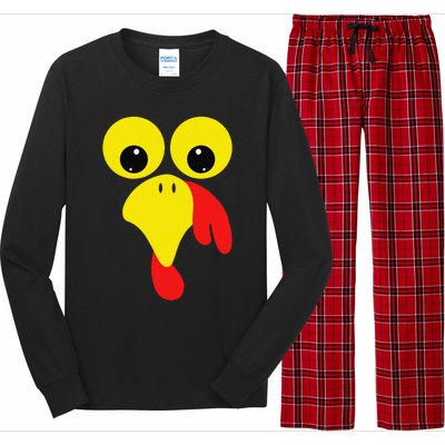 Funny Turkey Face For Thanksgiving Family Costume Long Sleeve Pajama Set