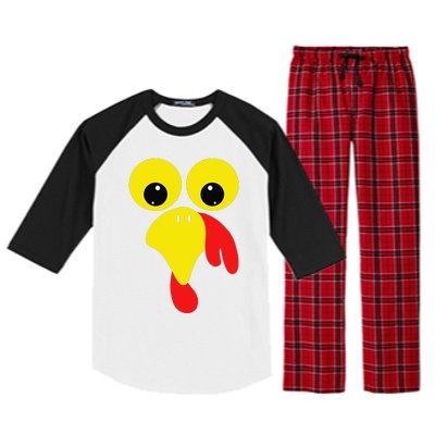 Funny Turkey Face For Thanksgiving Family Costume Raglan Sleeve Pajama Set