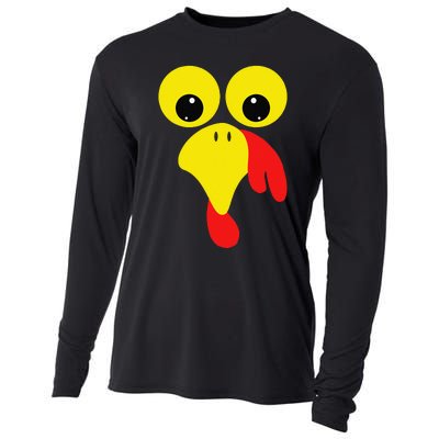 Funny Turkey Face For Thanksgiving Family Costume Cooling Performance Long Sleeve Crew