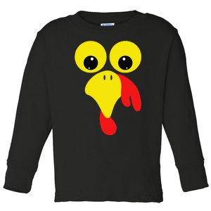 Funny Turkey Face For Thanksgiving Family Costume Toddler Long Sleeve Shirt