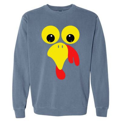 Funny Turkey Face For Thanksgiving Family Costume Garment-Dyed Sweatshirt