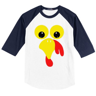 Funny Turkey Face For Thanksgiving Family Costume Baseball Sleeve Shirt