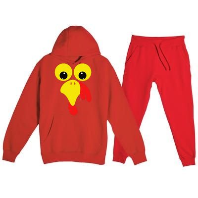 Funny Turkey Face For Thanksgiving Family Costume Premium Hooded Sweatsuit Set