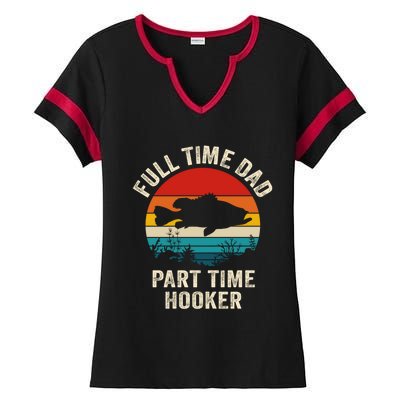 Full Time Fishing Dad Gift Ladies Halftime Notch Neck Tee