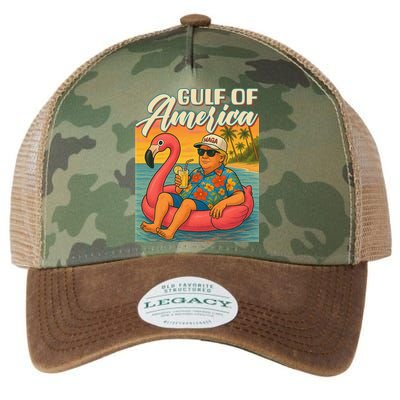 Funny Trump Flamingo Float Gulf Of US America Beach Lover Legacy Tie Dye Trucker Hat