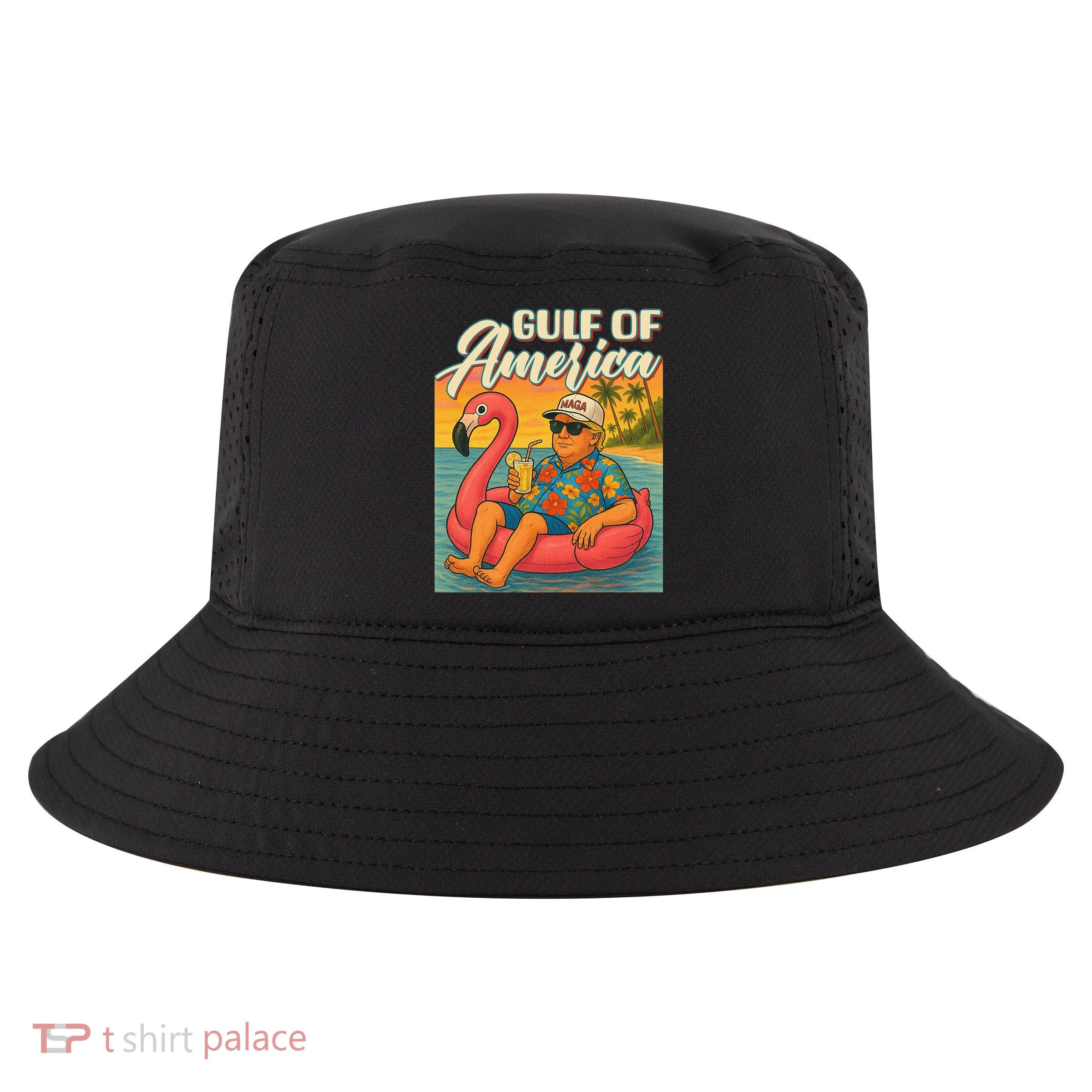Funny Trump Flamingo Float Gulf Of US America Beach Lover Cool Comfort Performance Bucket Hat