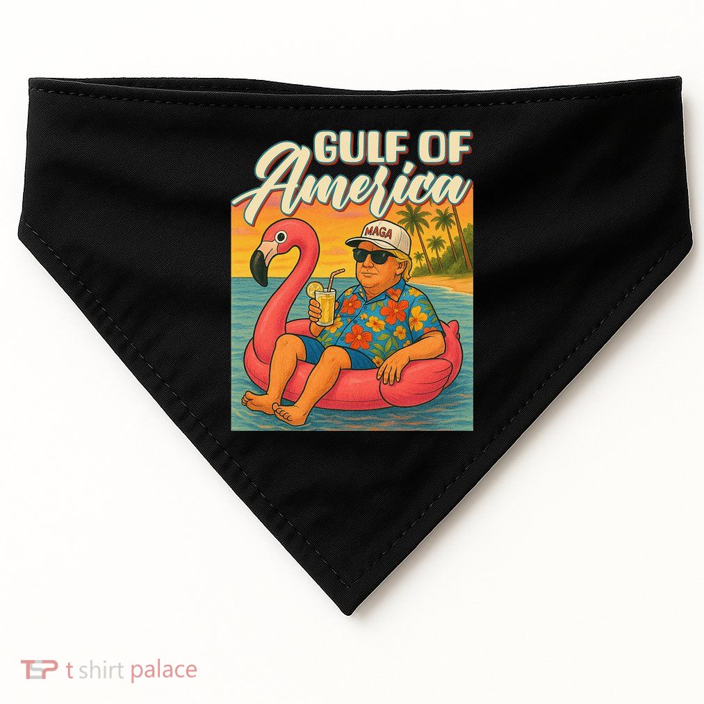 Funny Trump Flamingo Float Gulf Of US America Beach Lover USA-Made Doggie Bandana