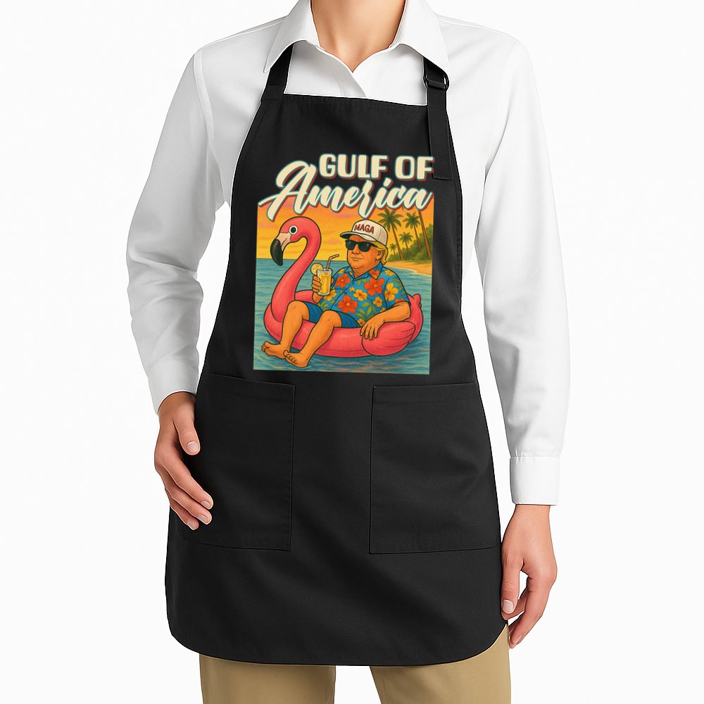 Funny Trump Flamingo Float Gulf Of US America Beach Lover Apron