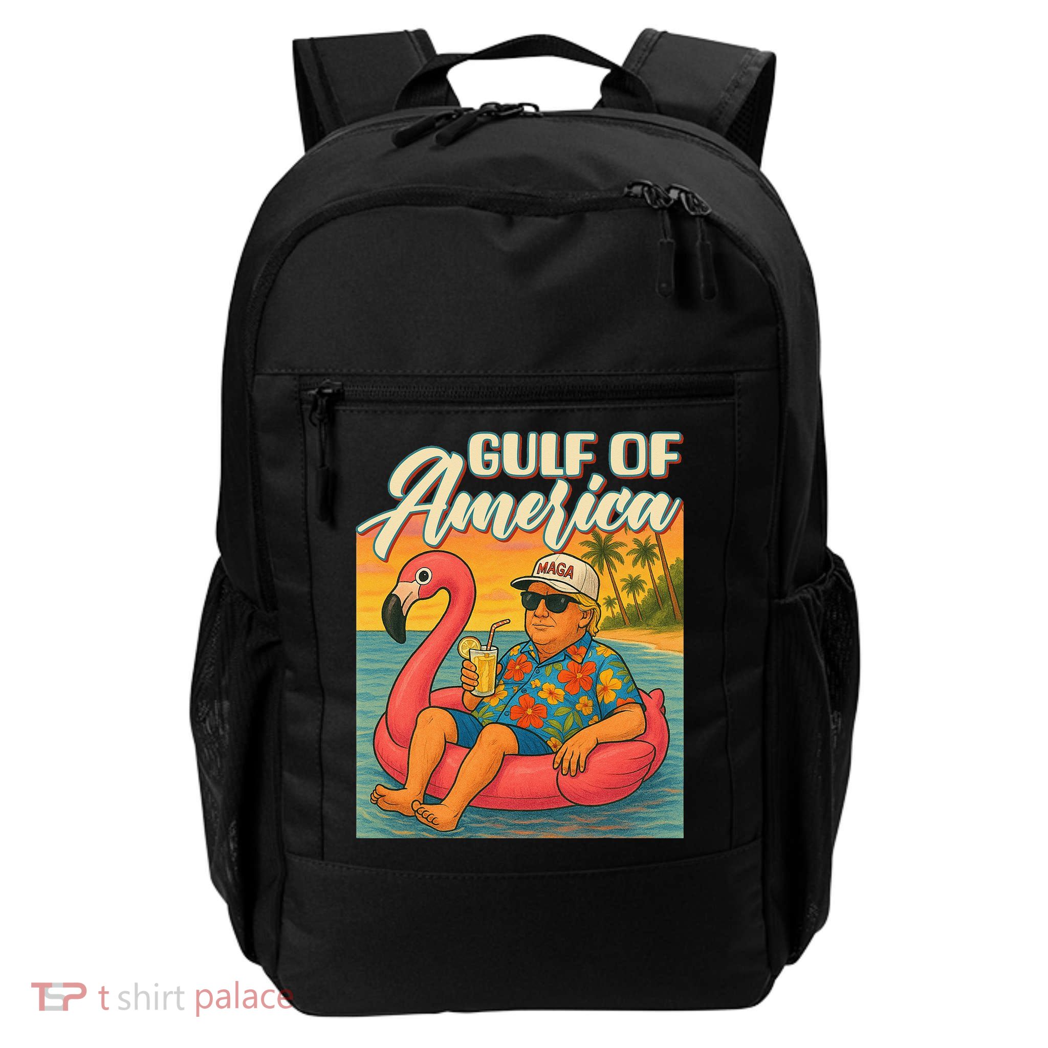 Funny Trump Flamingo Float Gulf Of US America Beach Lover Backpack