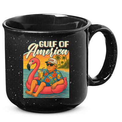 Funny Trump Flamingo Float Gulf Of US America Beach Lover 15oz Campfire Ceramic Mug