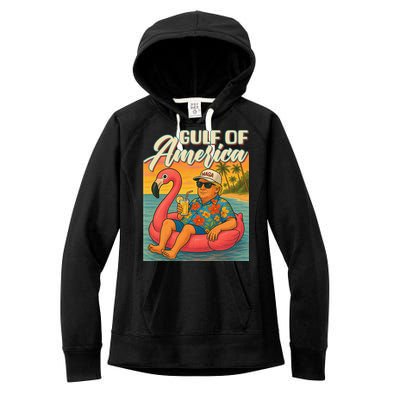 Funny Trump Flamingo Float Gulf Of US America Beach Lover Women's Fleece Hoodie