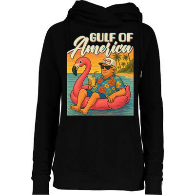 Funny Trump Flamingo Float Gulf Of US America Beach Lover Womens Funnel Neck Pullover Hood