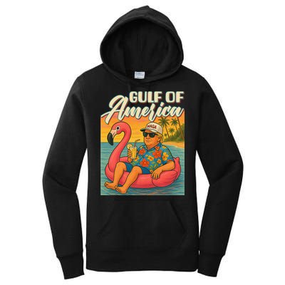 Funny Trump Flamingo Float Gulf Of US America Beach Lover Women's Pullover Hoodie