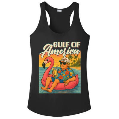 Funny Trump Flamingo Float Gulf Of US America Beach Lover Ladies PosiCharge Competitor Racerback Tank