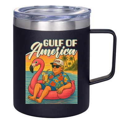 Funny Trump Flamingo Float Gulf Of US America Beach Lover 12oz Stainless Steel Coffee Mug